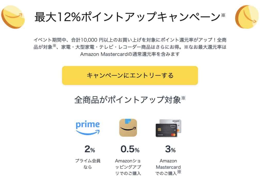 最大12％ポイントアップキャンペーンにエントリーする