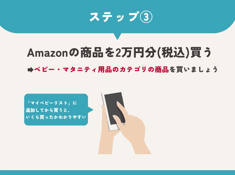 Amazonが販売・発送する商品を2万円分(税込)買う
