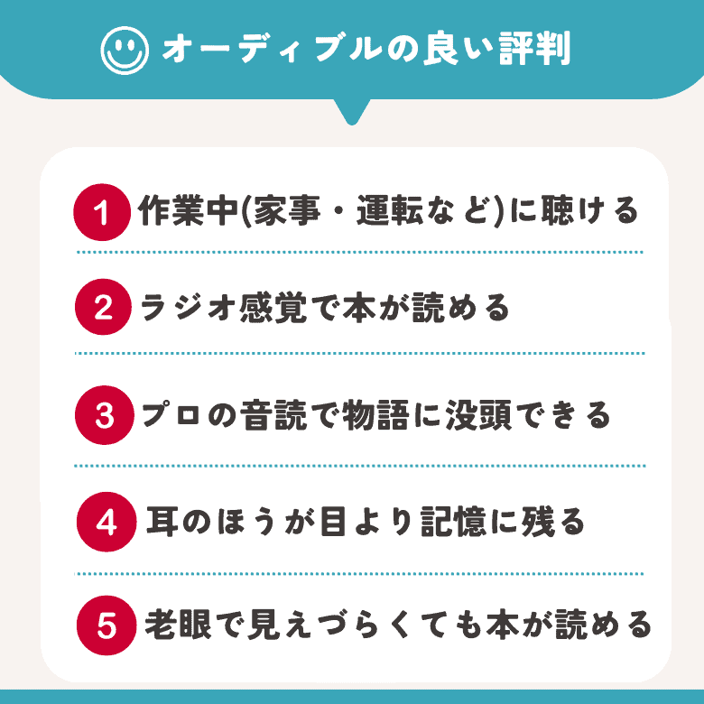 オーディブルの良い評判・口コミ