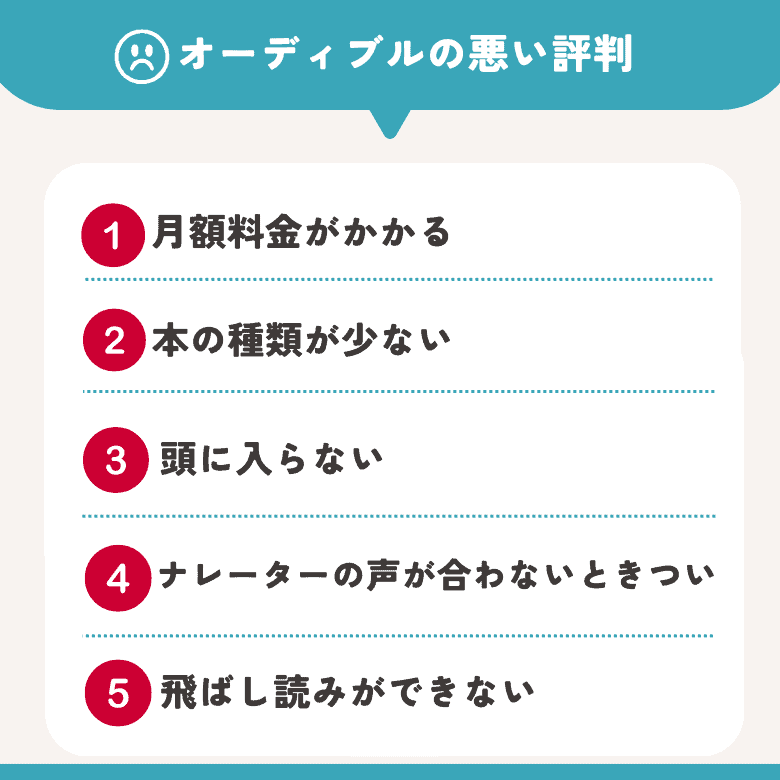 オーディブルの悪い評判・口コミ