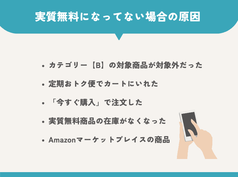 実質無料になってない時の原因と対処方法