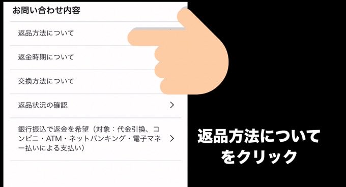 返品方法についてをクリック。